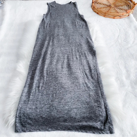Alexander Wang Heather Linen Muscle Maxi Long Dress Gray Side Slit XS - Picture 7 of 15